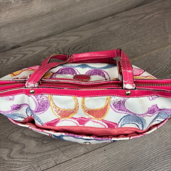 COACH Scribble Tote Bag with Hot Pink Leather Trim A1395-F21894 - Picture 9 of 13